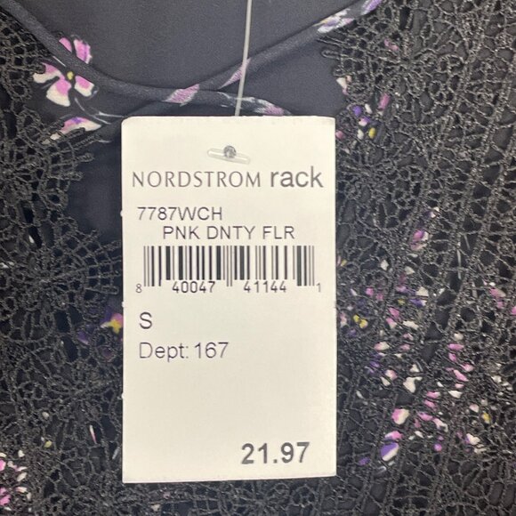 Wayf Womens Black Dainty Lace-Up Top With Floral Pattern Sz S - New - Picture 6 of 8